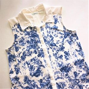UO KIMCHI BLUE Sleeveless Button Up Blouse SZ S